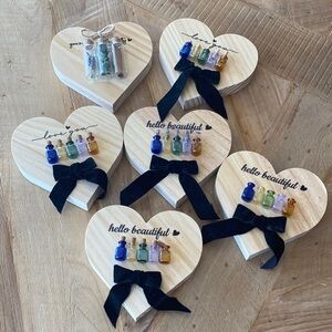Heart-Shaped Wooden Plaque with Colorful Bottles-all 6